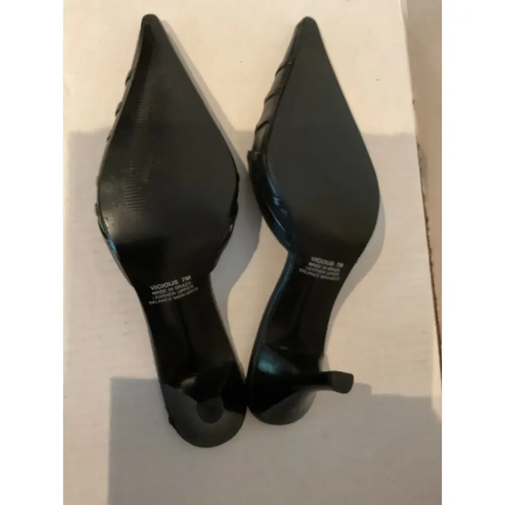 Carlos-Carlos Santana -“Vicious “ - Slim Low Heeled Leather Mules - Brazil - 7M